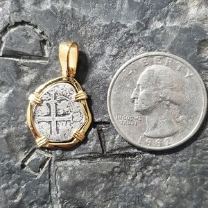 COPY - 14kt gold overlay on silver Atocha coin